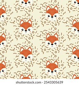 Animals Baby Wolf Seamless Patterns Design