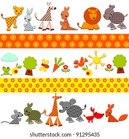 animals background. set of bright colored animals. Vector illustration.