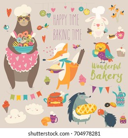 Animals baking the sweets