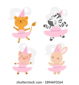 animals in ballet set on the white background