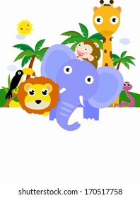 Animals and banner