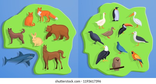 Animals banner set. Cartoon illustration of animals vector banner set for web design