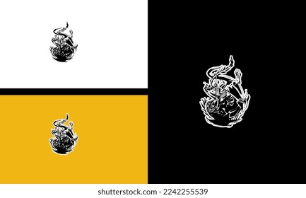 animals beast with flames vector outline design
