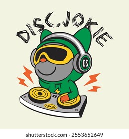 animals become disc jockeys,design cartoon vector illustration