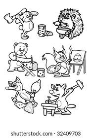 Animals behind work