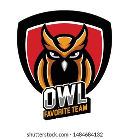 Animals bird owl Head Logo Badge esports