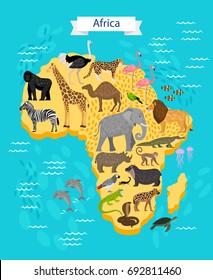  Animals and Birds on Africa Map