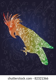animals and birds on a blue background. parrot.