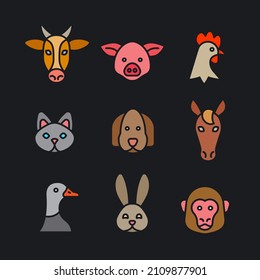 animals black outline icons set                                                                                                                        