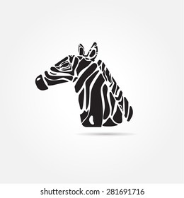 Animals in black and shadow white zebra on background
