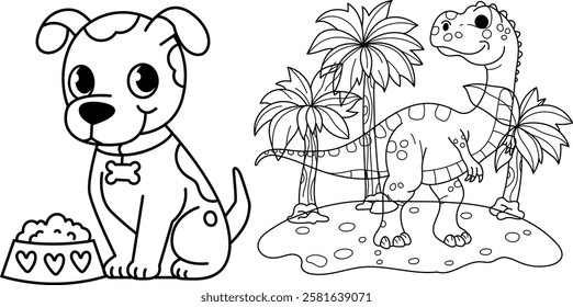 Animals black and white vector art for coloring page for kids