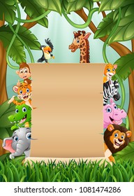 Animals with a blank sign paper