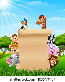 Animals with a blank sign paper