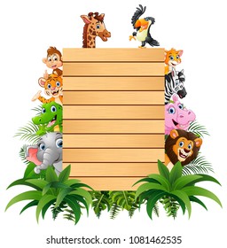 Animals with a blank sign wood