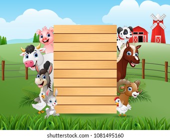 Animals with a blank sign wood