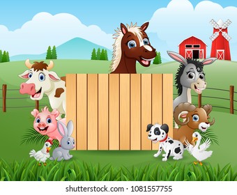 Animals with a blank sign wood
