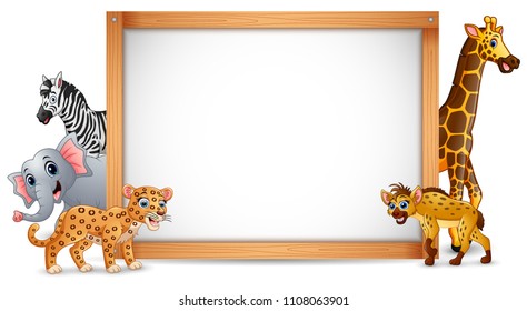 The animals and blank sign wood
