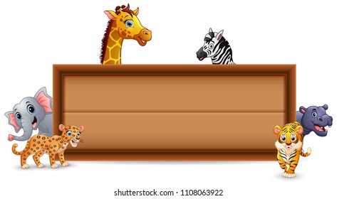 The animals and blank sign wood