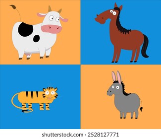 Animales Ilustración vectorial tructor azul para niños