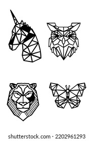 Animals butterfly deer leon wolf