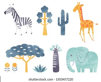 animals and cactus in savanna