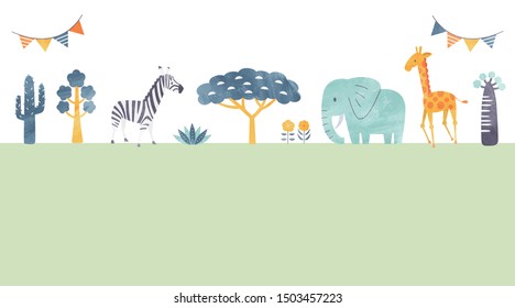 animals and cactus in savanna