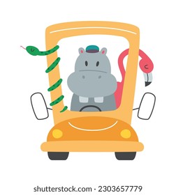 Tiere im Auto, Vektorgrafik