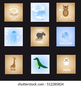 Animals card. Set - vector stock.