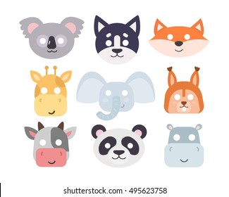 Animals carnival mask vector set festival decoration masquerade