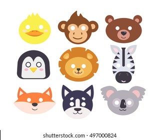 Animals carnival mask vector set festival decoration masquerade