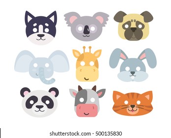 Animals carnival mask vector set festival decoration masquerade