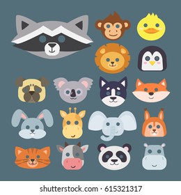 Animals carnival mask vector set festival vector illustration.