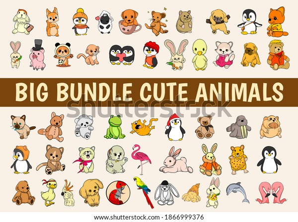 Download Animals Cartoon Bundle Set Animal Collection Stock Vector Royalty Free 1866999376