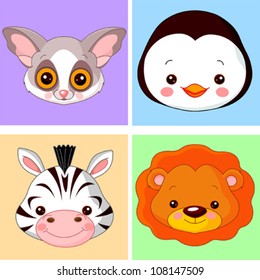 Animals cartoon characters for avatar