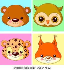 Animals cartoon characters for avatar