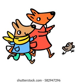Animals. Cartoon characters. Illustration. Vector graphic art.