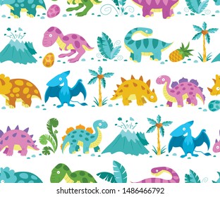 Animals cartoon. Cute Animals background. Dinosaurs seamless pattern. Dinosaurs vector. Children's wallpaper. 