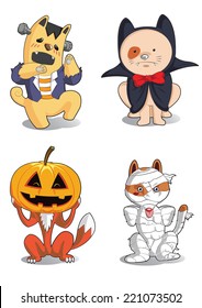 animals cartoon halloween monster characters