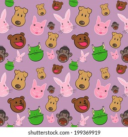 Animals cartoon pattern - Vector