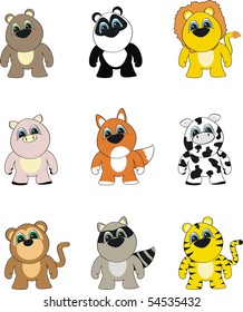 animals cartoon set in vector format very easy to edit