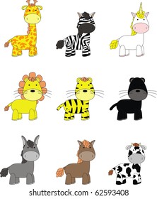 animals cartoon set in vector format