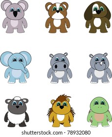 animals cartoon set in vector format