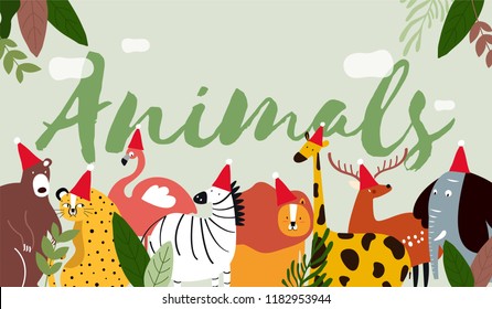 Animals in a cartoon style vector