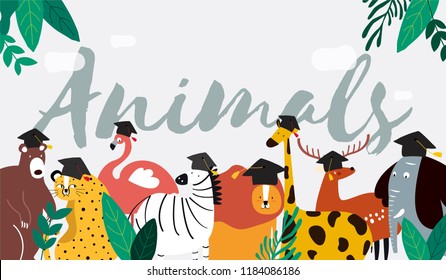 Animals in a cartoon style vector