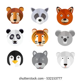 Animals cartoon vector set. Animals collection vector illustration flat.