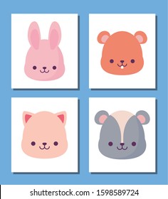 animals cartoons design, Kawaii expression cute character funny and emoticon theme Vector illustration