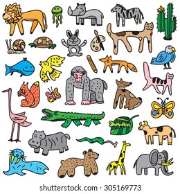 animals cartoons set