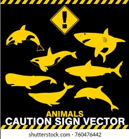 animals caution sign label