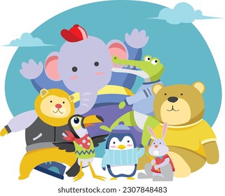 carácter animal con color divertido, utilizable para productos para niños