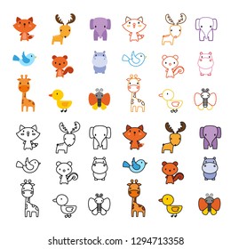 animals character icon design